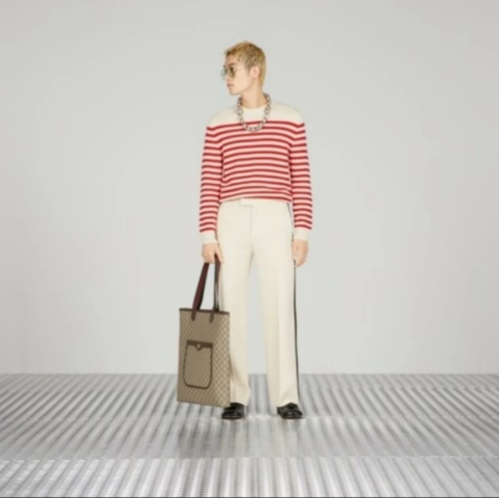 Gucci NWTs Stripped Cotton & Wool Sweater